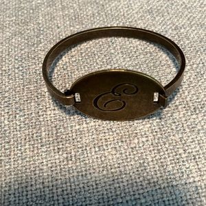 Jewel Kade Etched Brass “E”Bangle Bracelet
